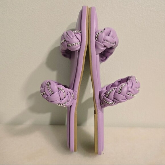 BCBGeneration Taneka Slide Sandal  With Chain Woven Links Size 7.5 in Lavender - Picture 5 of 8